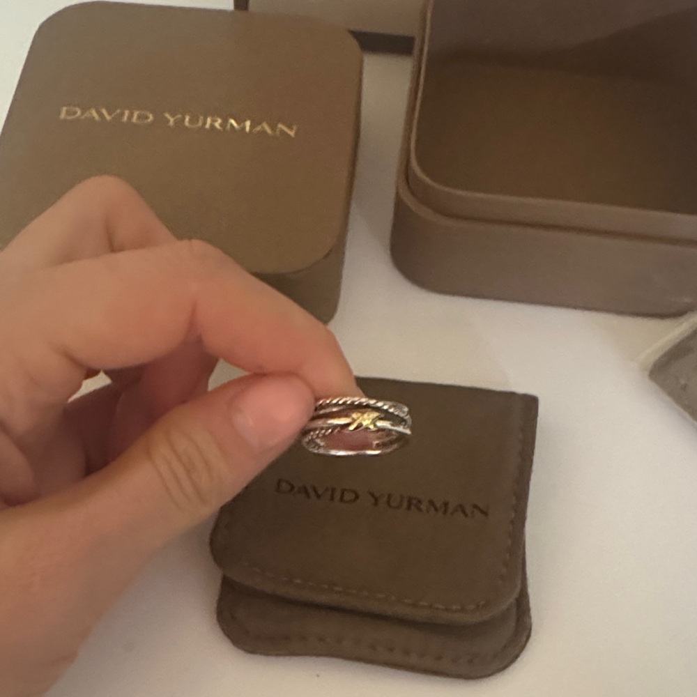 David Yurman X CROSSOVER BAND RING Sterling Silver with 18K Yellow Gold, 6mm